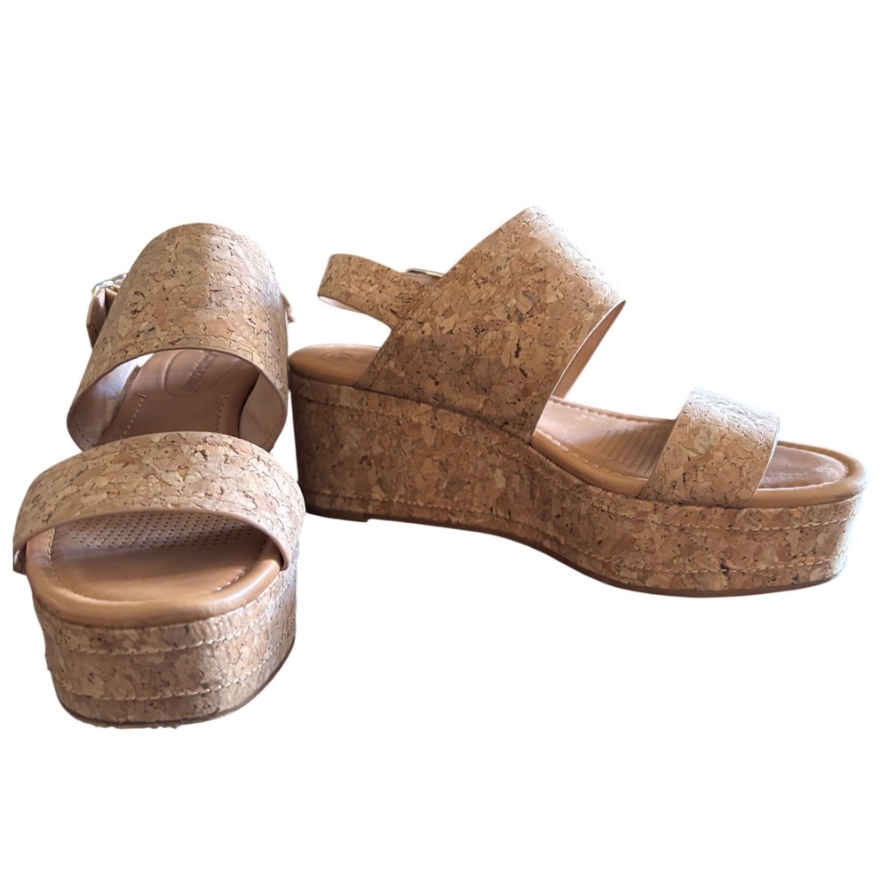 Corso Como Womens Cork Platform Wedge Sandals Tan Brown Size 8M